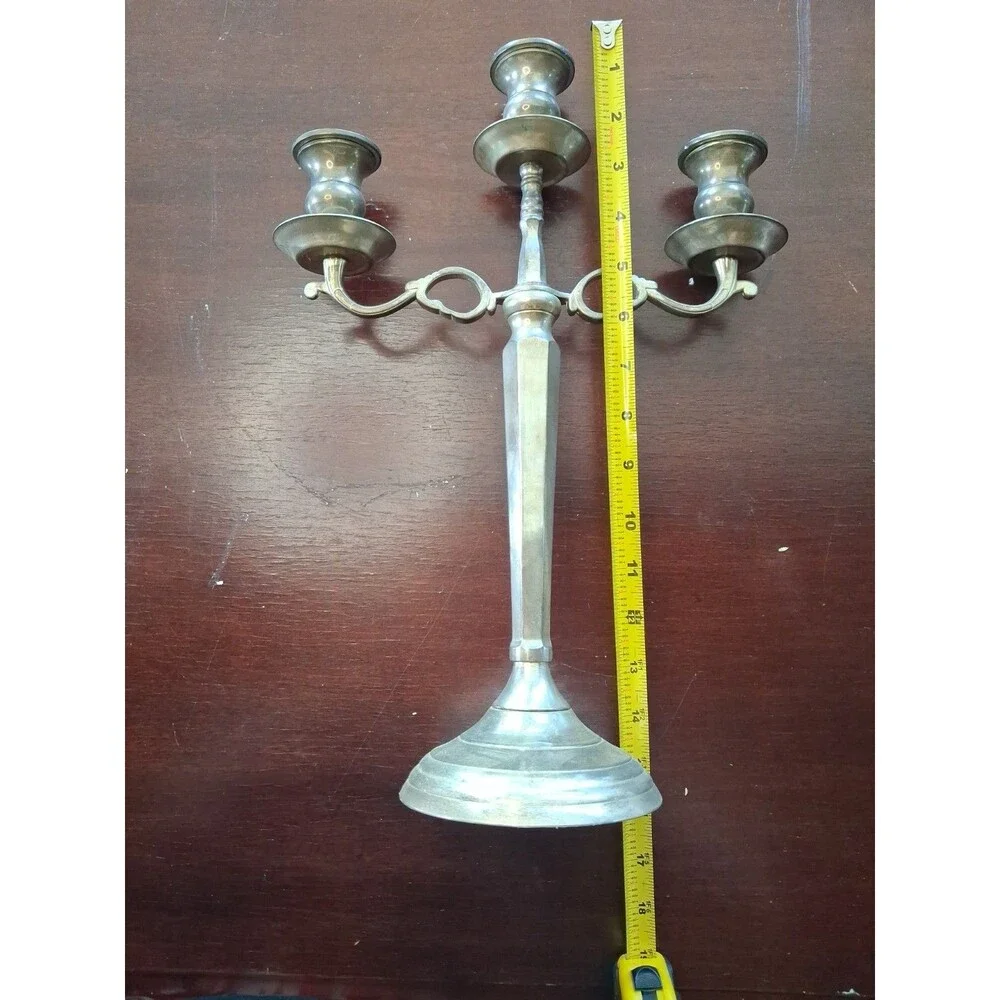 Vintage Godinger Silverplate Candelabras 3 Arm Holders Arms Silver Patina Rustic
